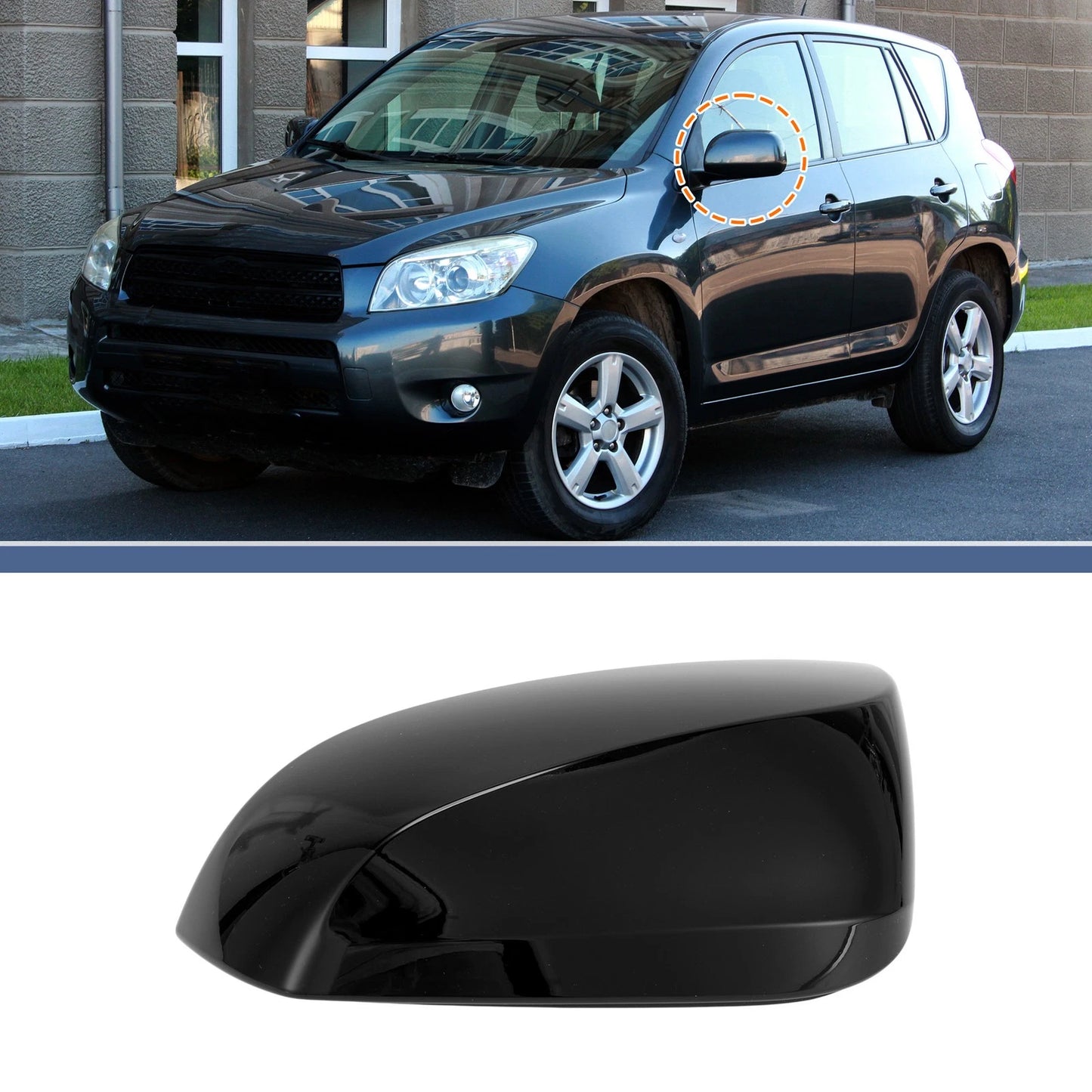 Left Side Mirror Cover Cap for Toyota RAV4 (2019–2023) Gloss Black