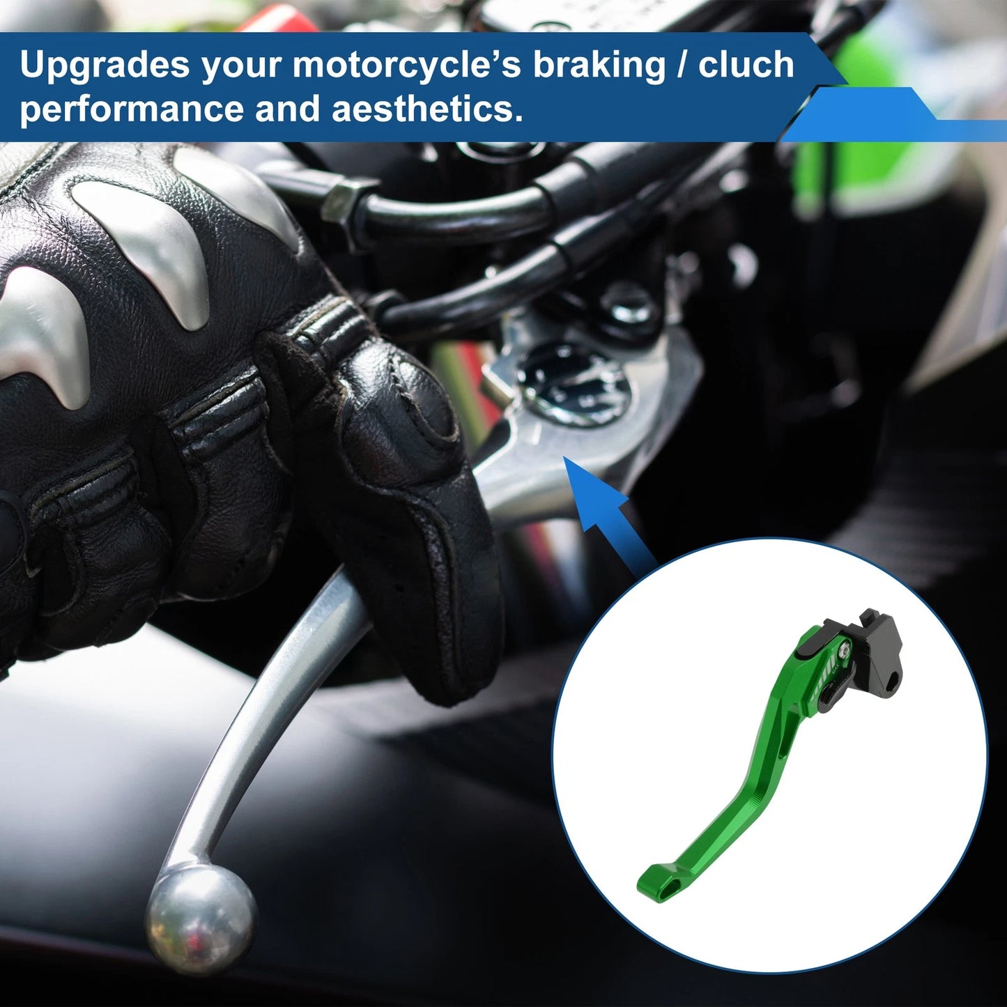Adjustable Short Brake Clutch Levers for Kawasaki ZX6R (2000–2023) - Green