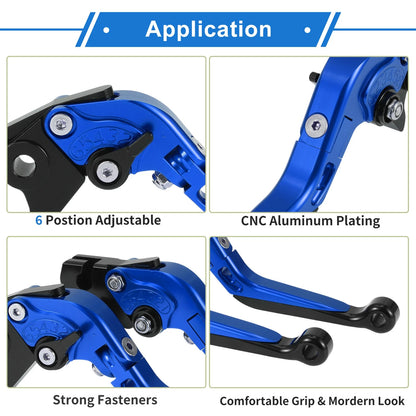 Adjustable Brake Clutch Levers for Yamaha YZF R1 (2002–2003) Blue Black