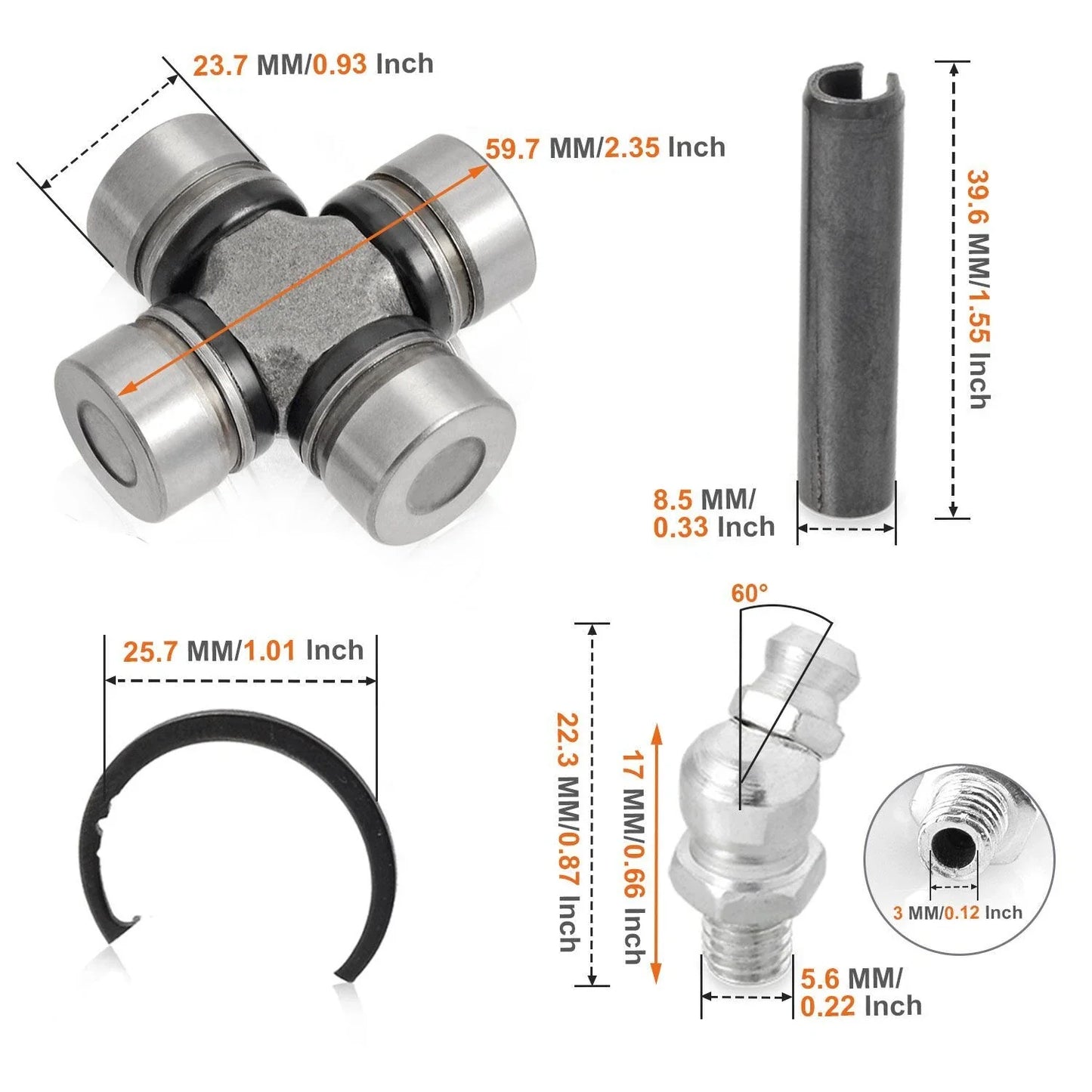2x driveshaft u-joint for Polaris RZR XP 1000 (2015-2018)