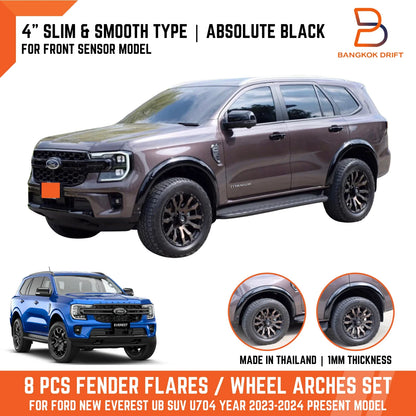 Black Slim Fender Flares for Ford Everest UB SUV (2022-2024)