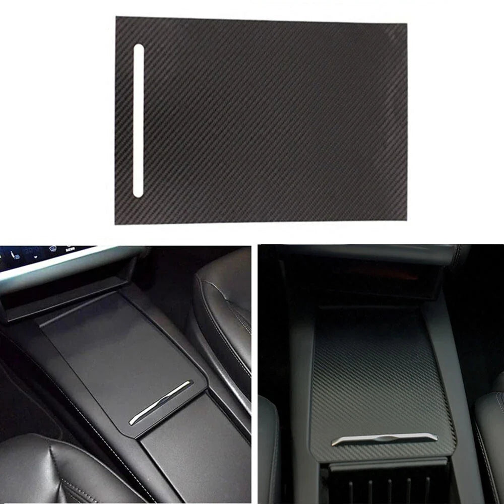 Carbon Fiber Center Console Armrest Box Sticker Cover for Tesla Model S, X
