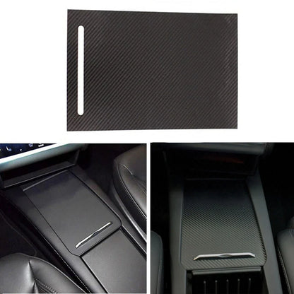 Carbon Fiber Center Console Armrest Box Sticker Cover for Tesla Model S, X