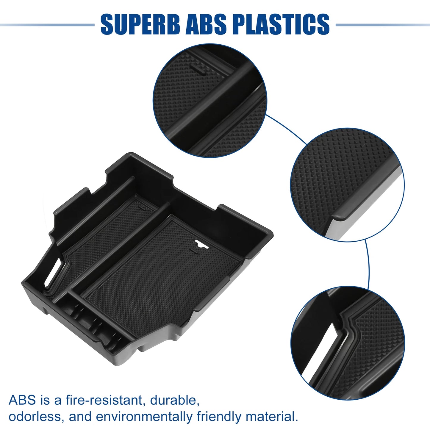 Front Center Console Organizer Tray for Chevy Traverse (2018–2023) - ABS Rubber Black