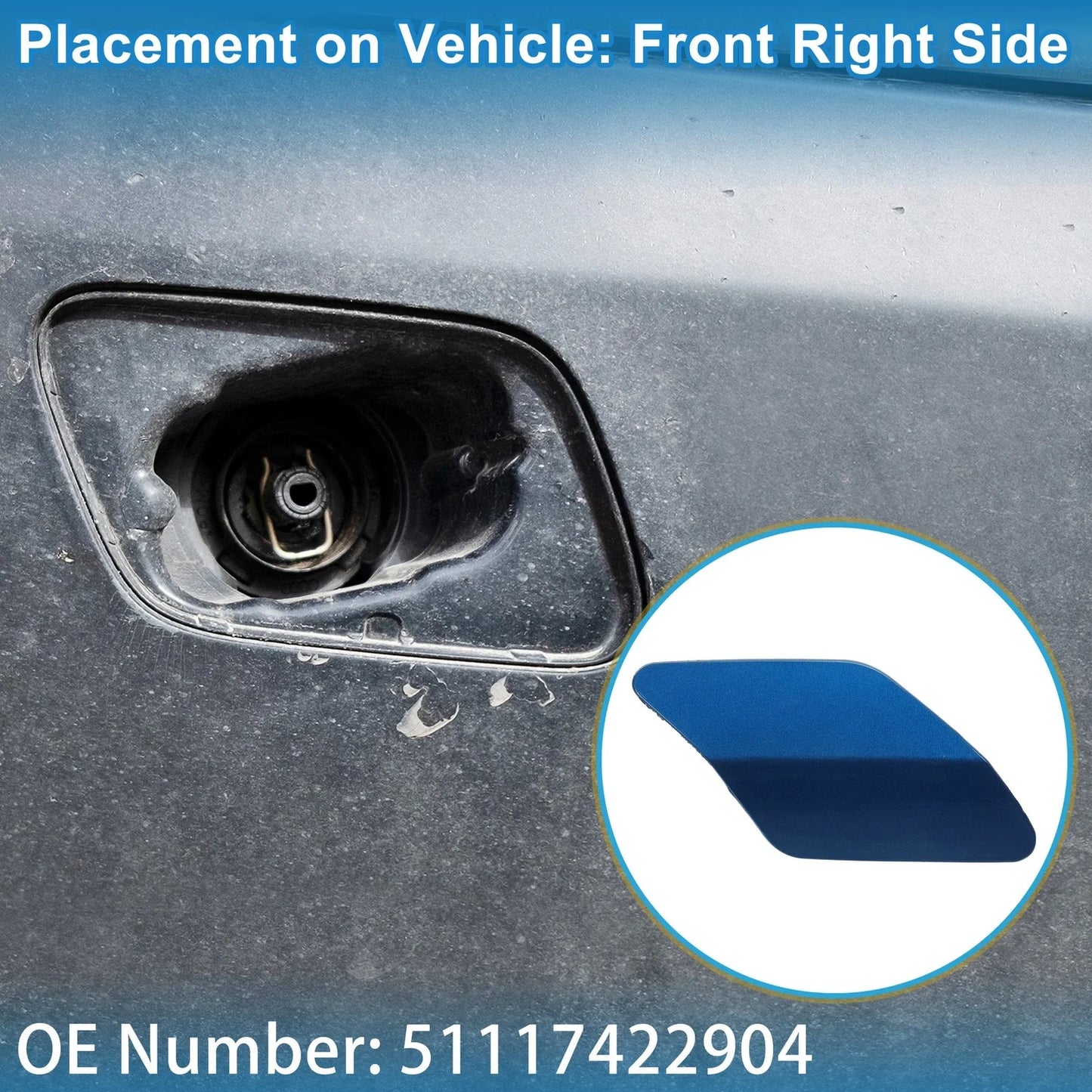 Washer Nozzle Cover Cap Front Right for BMW X6 Blue (2015-2019)