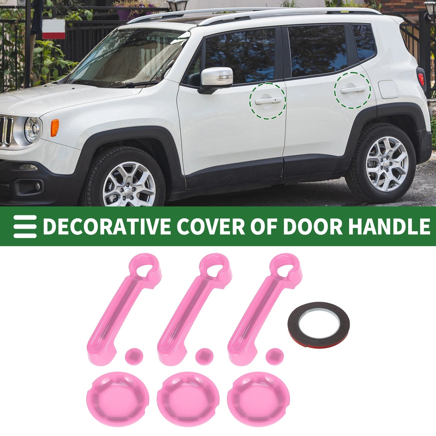Set of 2 Exterior Door Handle Covers for Jeep Wrangler JK (2007–2017) ABS Pink