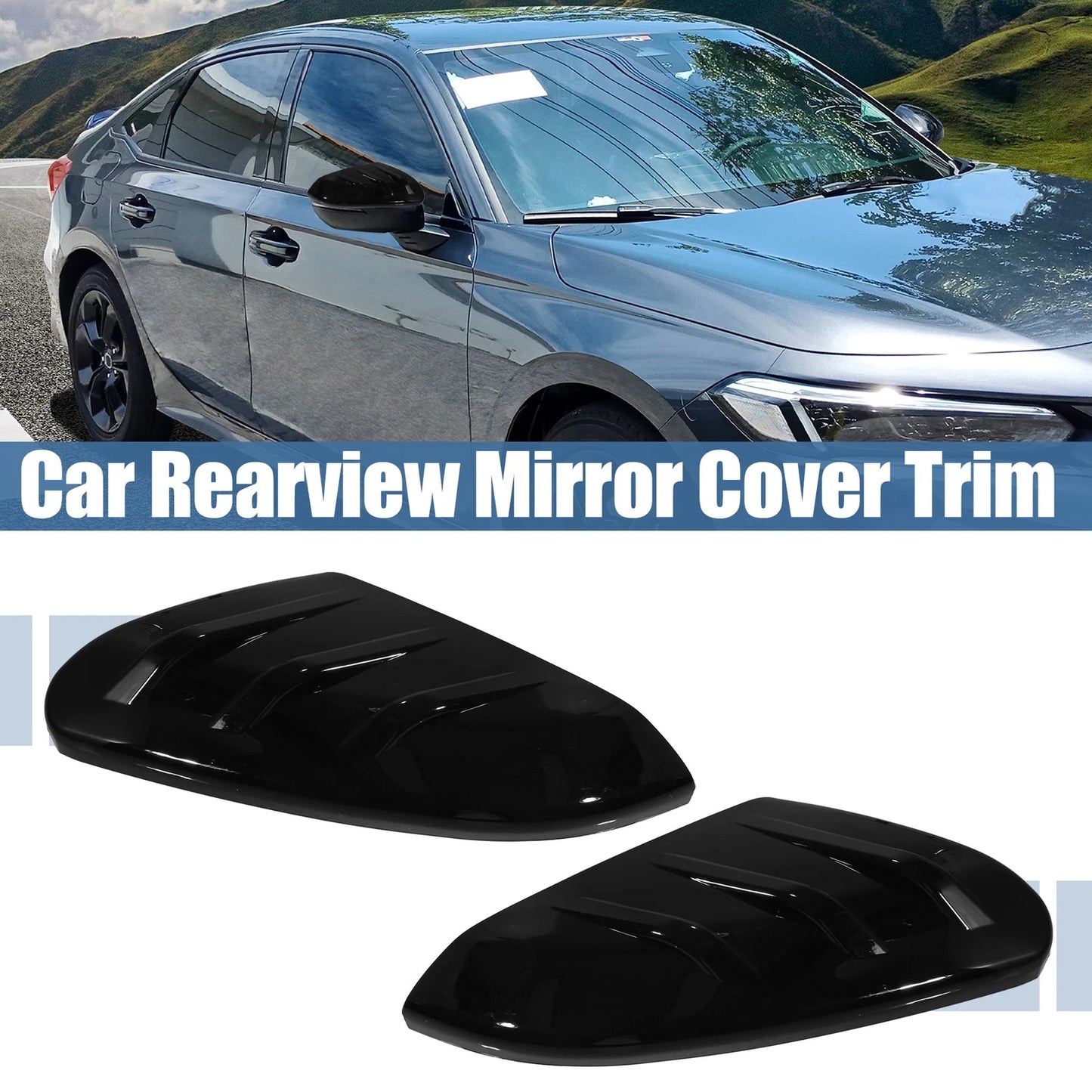 Pair ABS Black Rearview Mirror Cover Trim for Honda Civic (2016–2021)