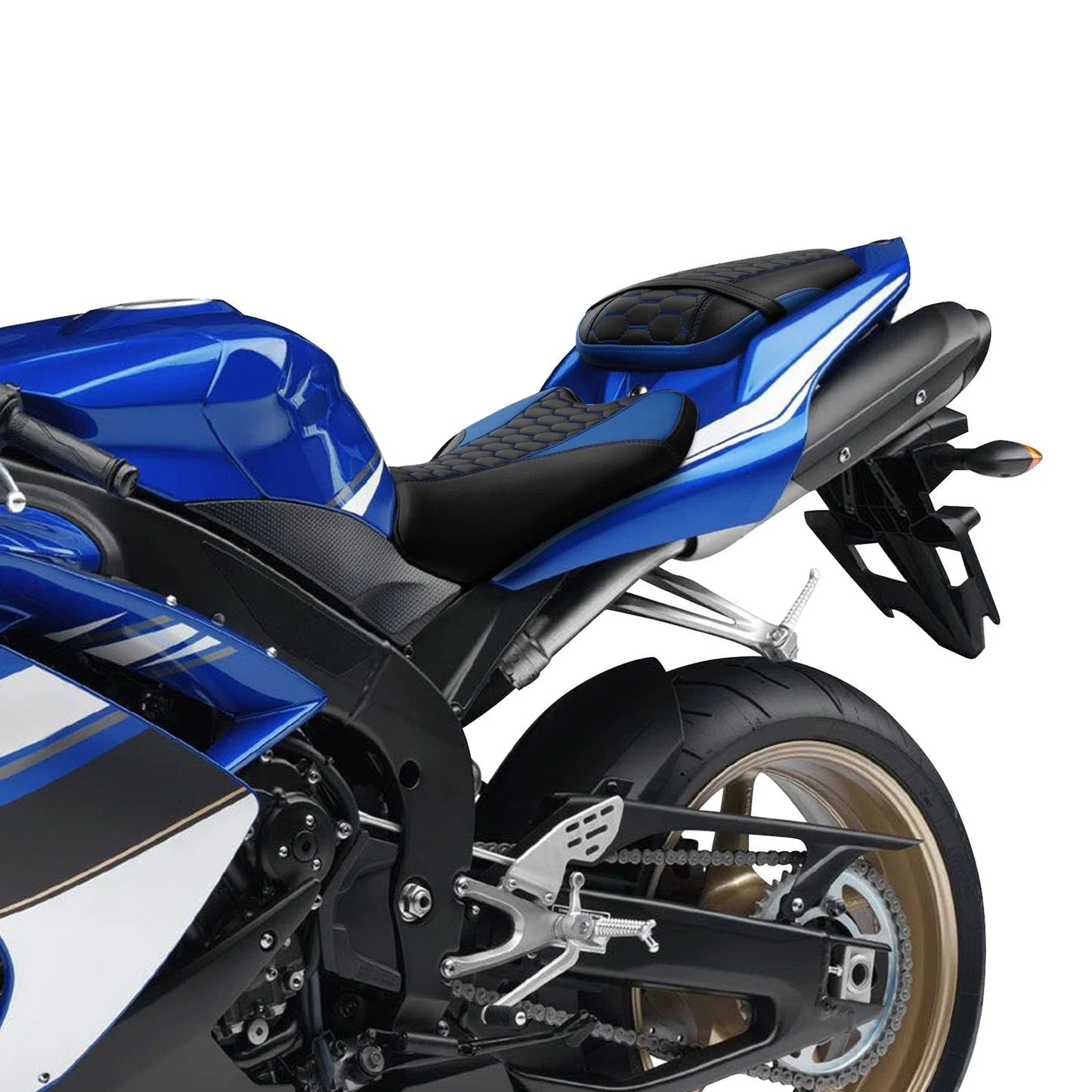 Driver & Passenger Seats for Yamaha YZF R1 (2007-2008) Black Blue