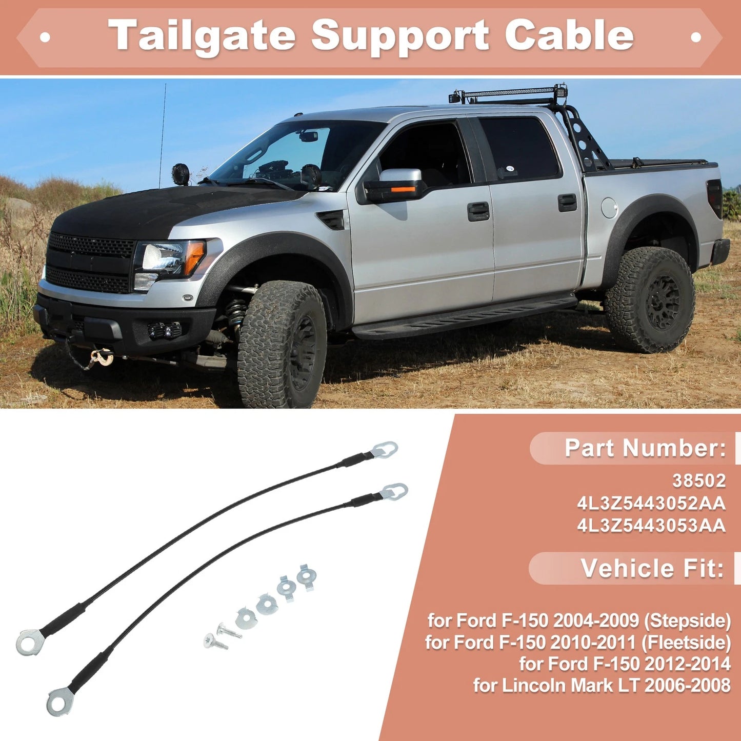 Tailgate Support Cable for Ford F-150 F150 (2004–2014), Lincoln Mark LT
