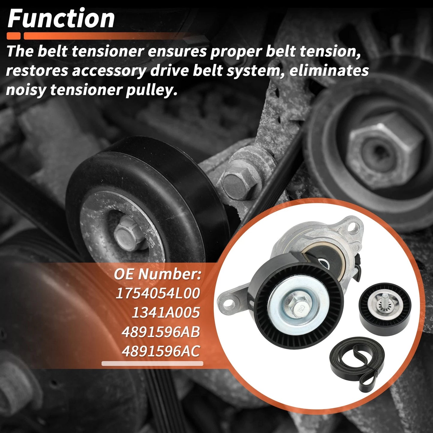 Drive Belt Tensioner Kit for Suzuki Grand Vitara (2009–2013) 2.4L L4 1754054L00