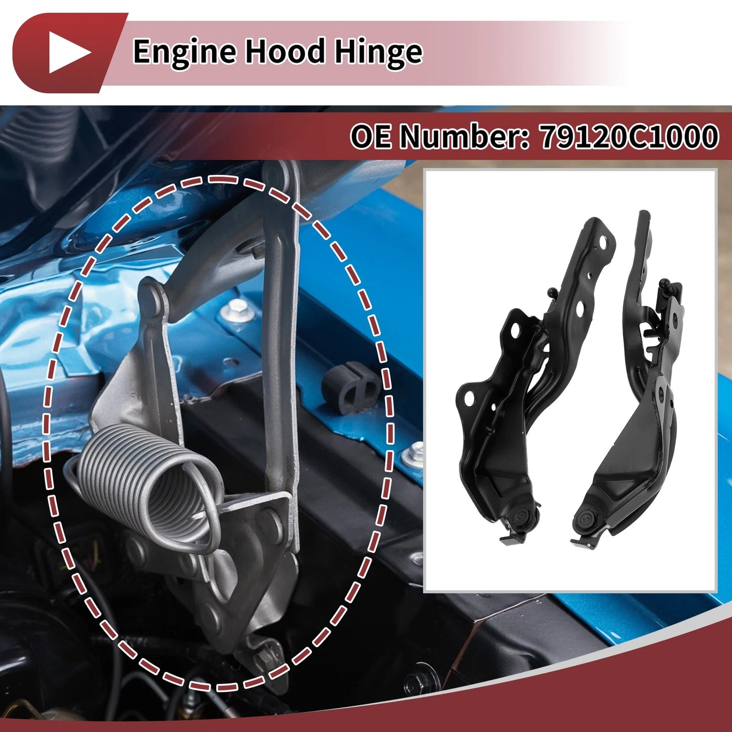 Hood Hinges for Hyundai Sonata (2015–2019) 79120C1000 1 Pair