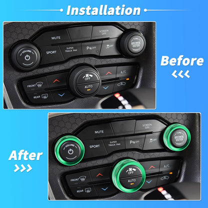 3X Control Switch Knob Button Cover Trim Ring for Dodge Charger (2011–2023) Green