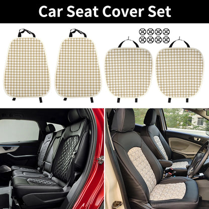Set of 2 Car Seat Covers for Front and Rear Seats (Cotton, Brown)