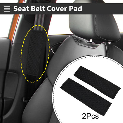Set of 2 Black Seat Belt Cover Pads for Universal Fit (23cm)