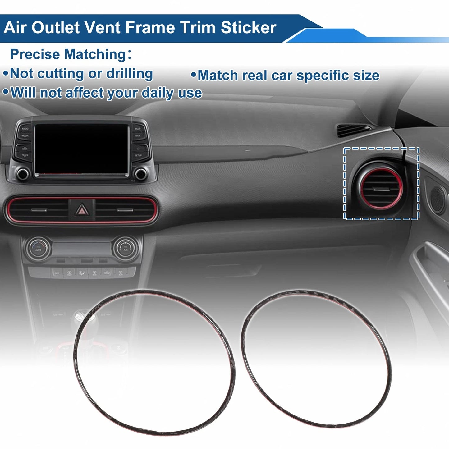Air Condition Outlet Vent Trim Cover Frame for Hyundai Kona (2018–2023)
