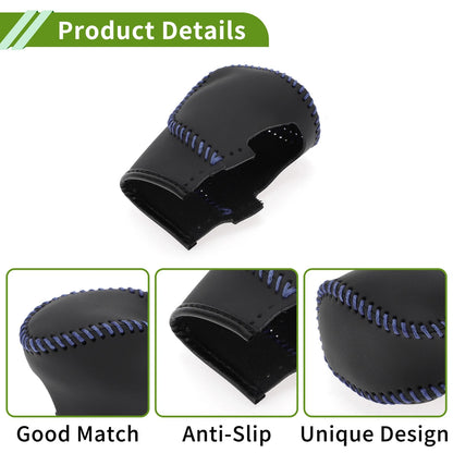 1 Pc Gear Shift Knob Cover Black Blue Faux Leather for Honda Civic (2022-2024)