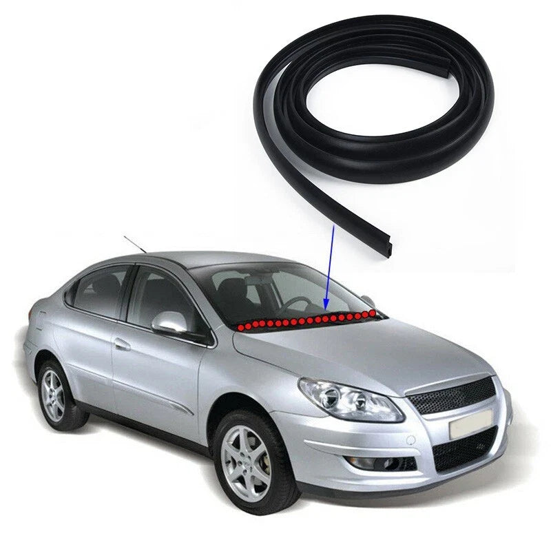 Protective Rubber Strip for Black Car Front Windshield Panel Decor Trim