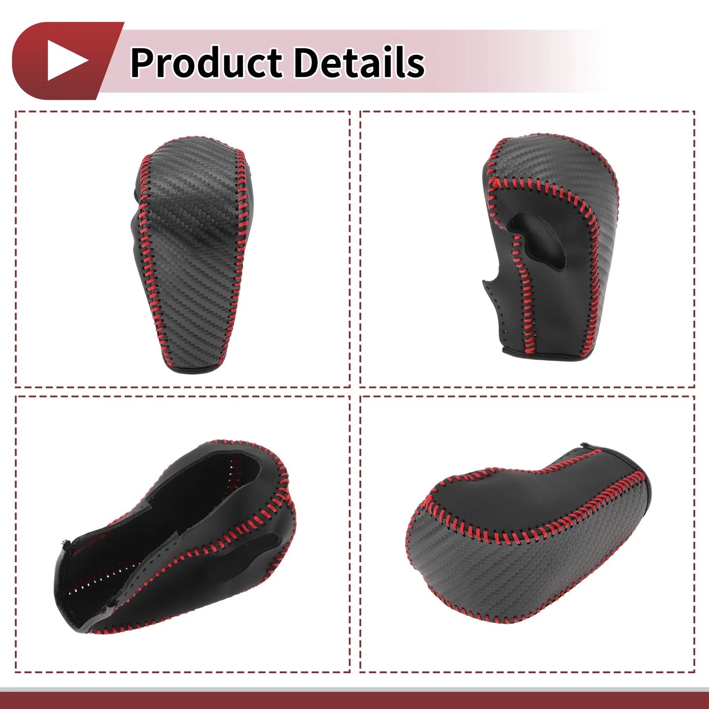 1Pc Gear Shift Knob Cover for Ford Edge (2011–2014) Red Faux Leather