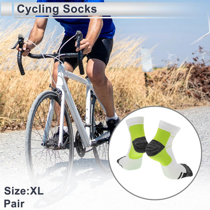 Cycling Socks Anti-Friction Shock Absorption Size XL Low-Cut Green White