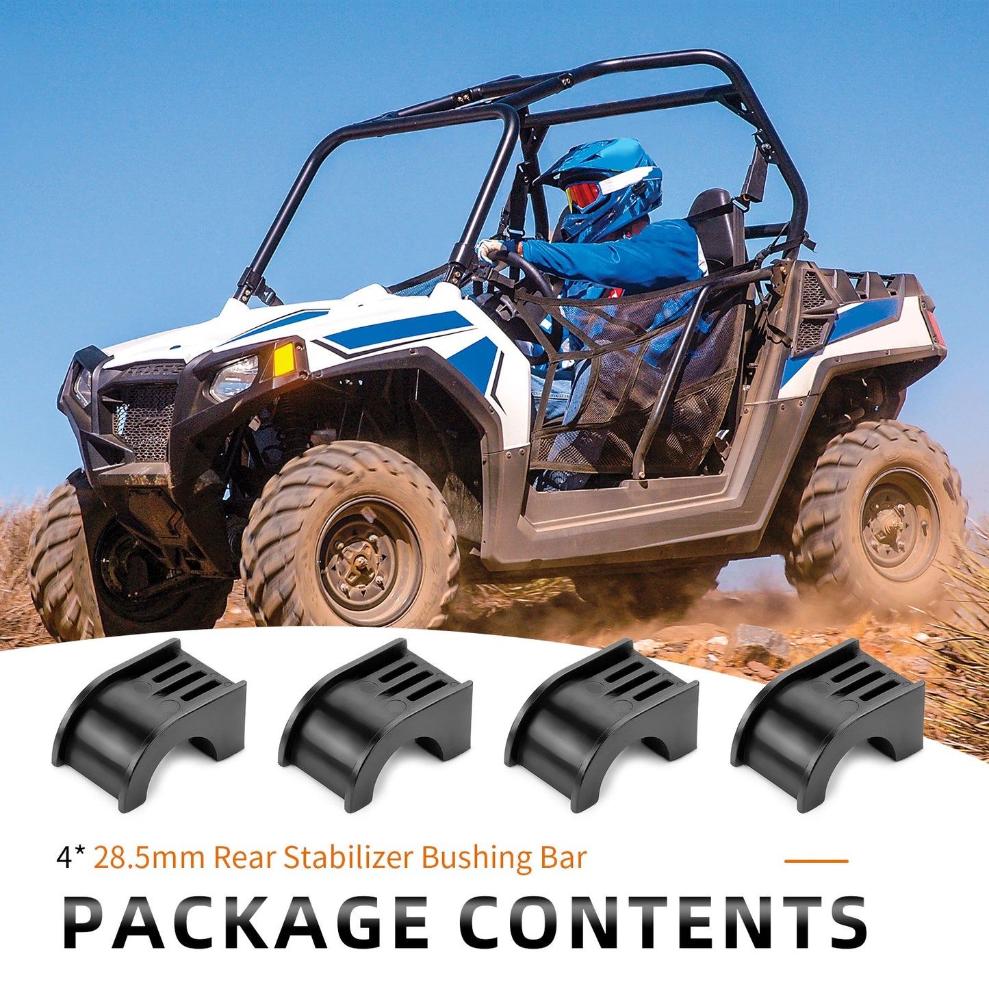 Set of 4 Rear Stabilizer Bushings for Polaris RZR S 570 (2017)