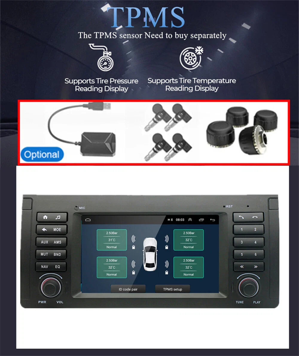 7" Car Stereo GPS Navigation for BMW 5, 7 Series E39, E38, X5 E53 (1997-2006)
