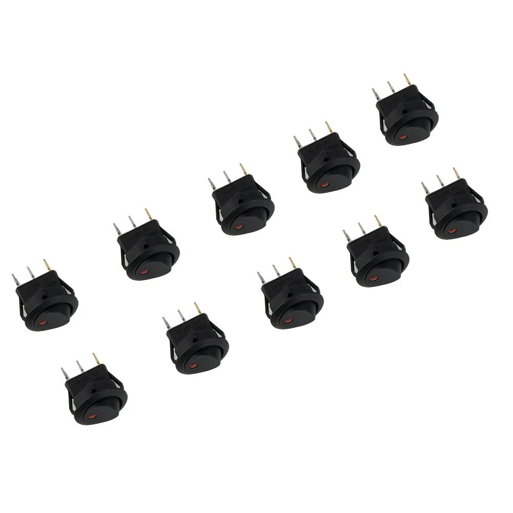 Rocker switch 10 x SPST 2-pin Red LED for Marine Boat Car RV Motorcycle