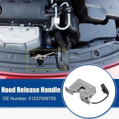 Front Hood Latch Lock Actuator Assembly for BMW 128i Black Gray