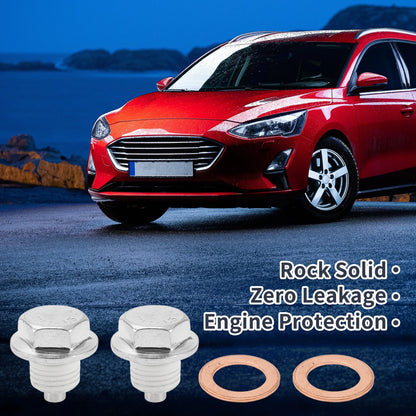 Set of 2 M14x1.5 Copper Oil Drain Plug with Gasket for Car