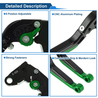 Brake Clutch Levers for Kawasaki Ninja ZX6R 636 (2000–2004) Black Green End
