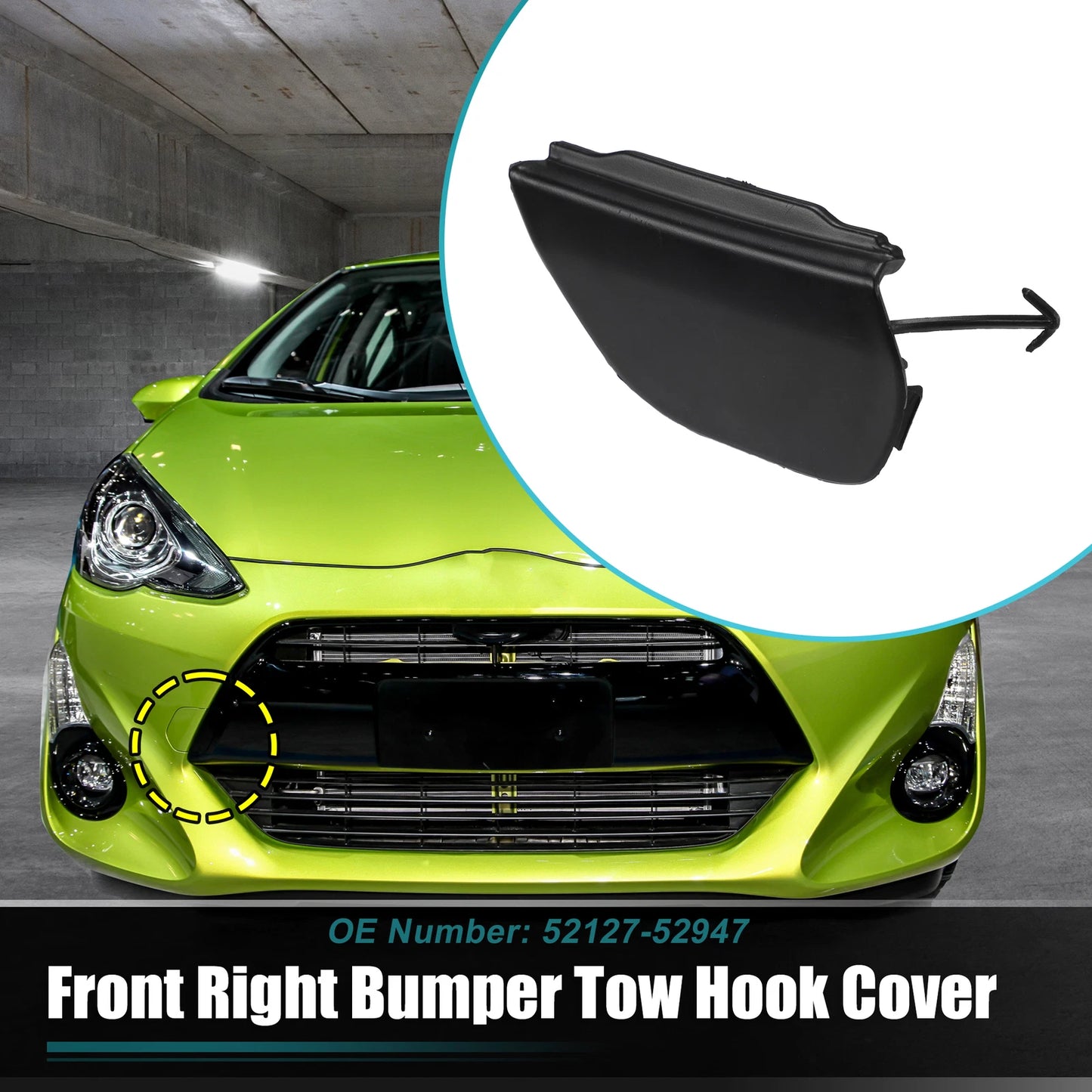 Tow Hook Cover for Toyota Prius C (2012–2015) No. 52127-52947 Black