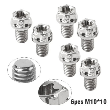 6pcs M10x10mm Titanium Torx Head Flange Screws for Motorcycle Bike
