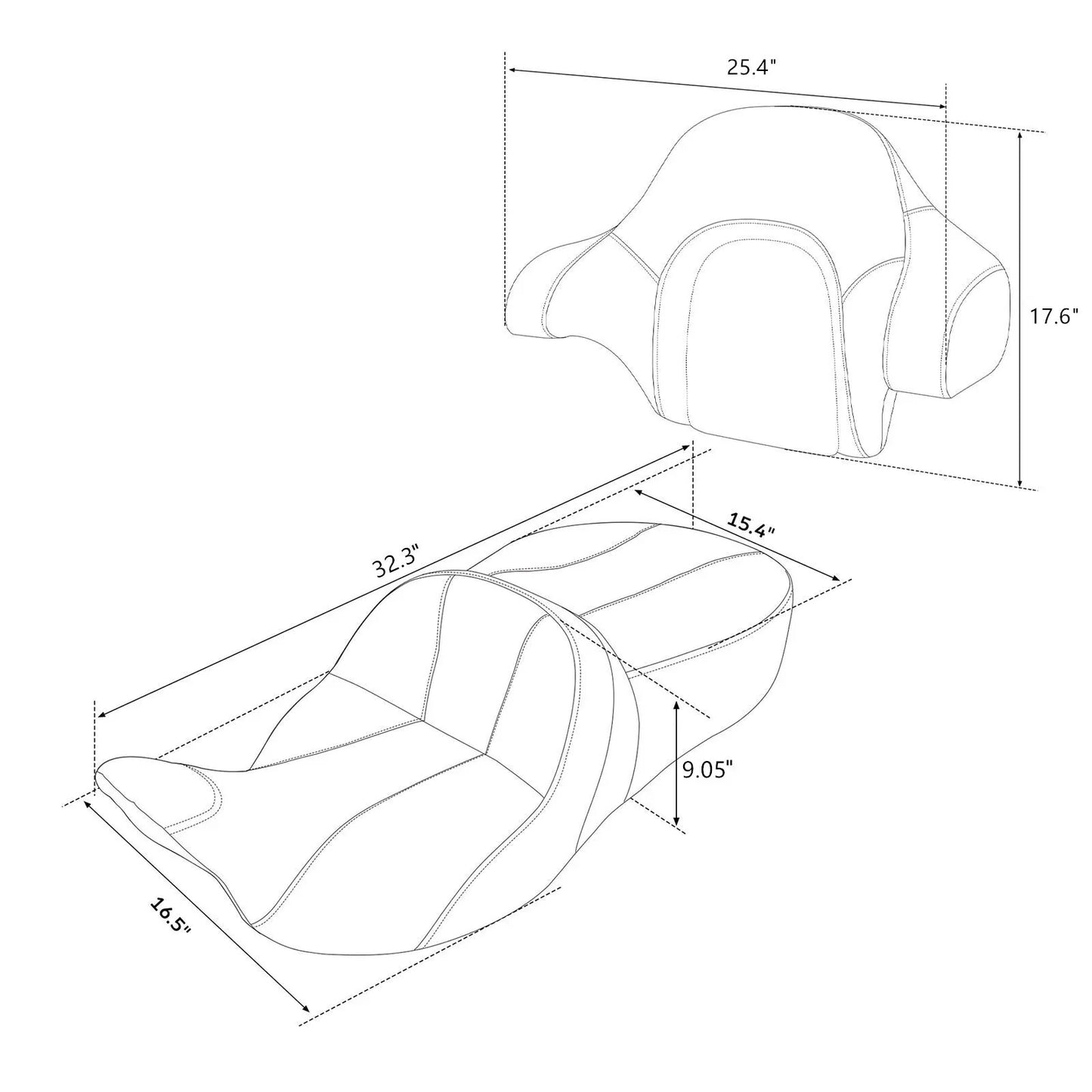 Driver Passenger Seat Backrest Pad for Harley Road Street Glide (2014-2023)