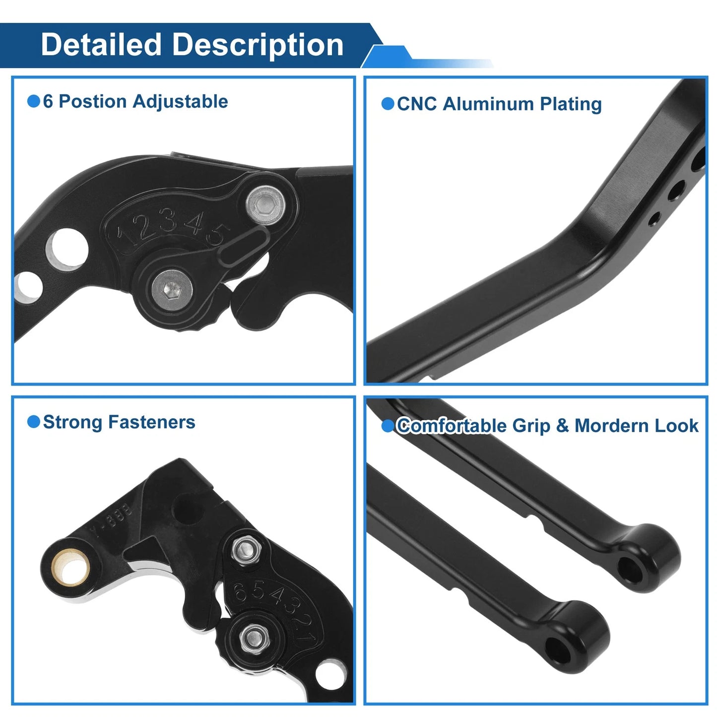 Short Brake Clutch Levers for Honda CBR1000RR/FIREBLADE/SP (2008–2019) Black