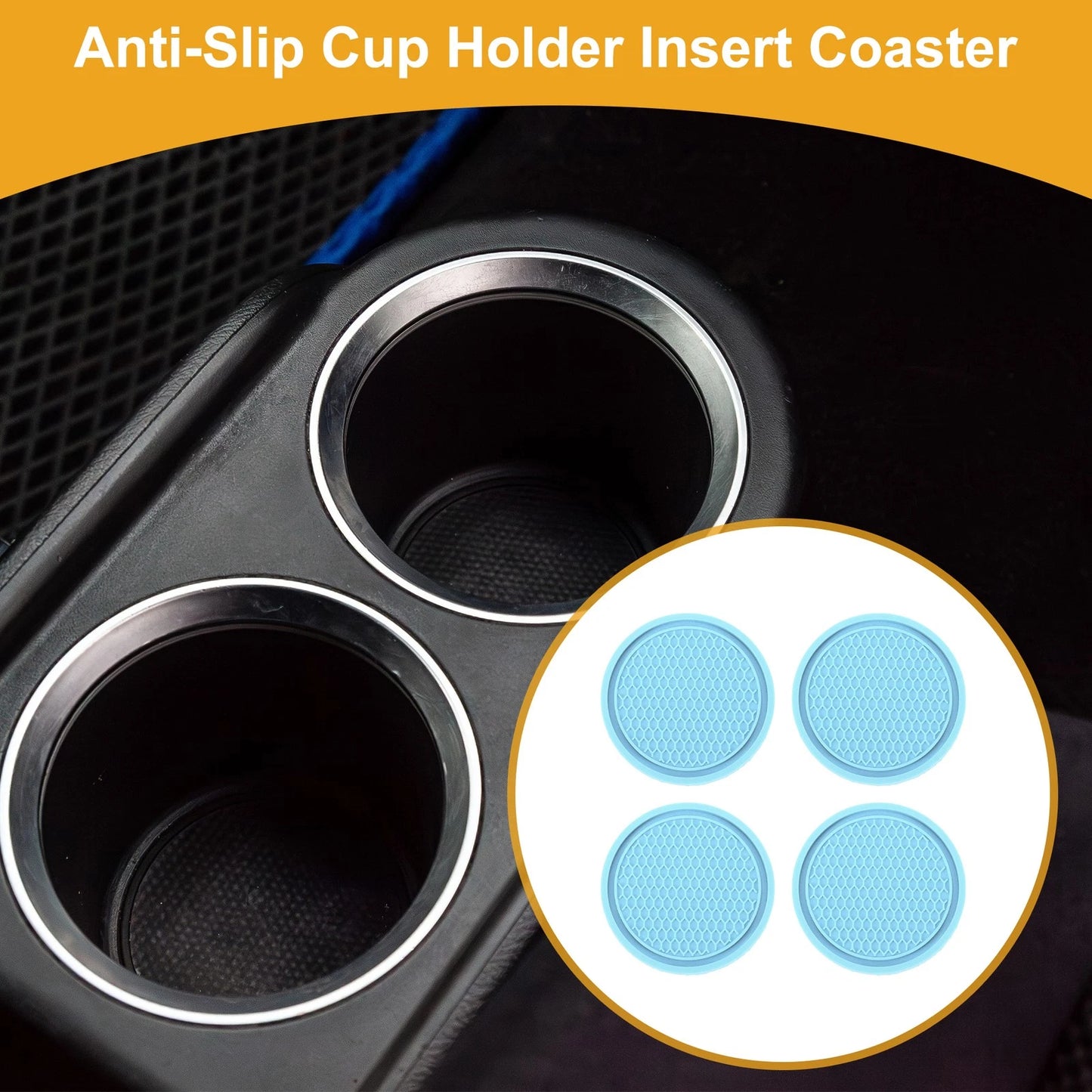 Set of 2 Non-Slip Car Cup Holder Coasters for Universal Fit (7cm)