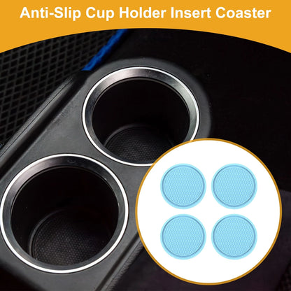 Set of 2 Non-Slip Car Cup Holder Coasters for Universal Fit (7cm)