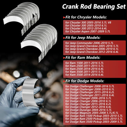 16 Pcs Connecting Rod Bearing Set for Chrysler 300, Dodge Charger (No.RB1160)