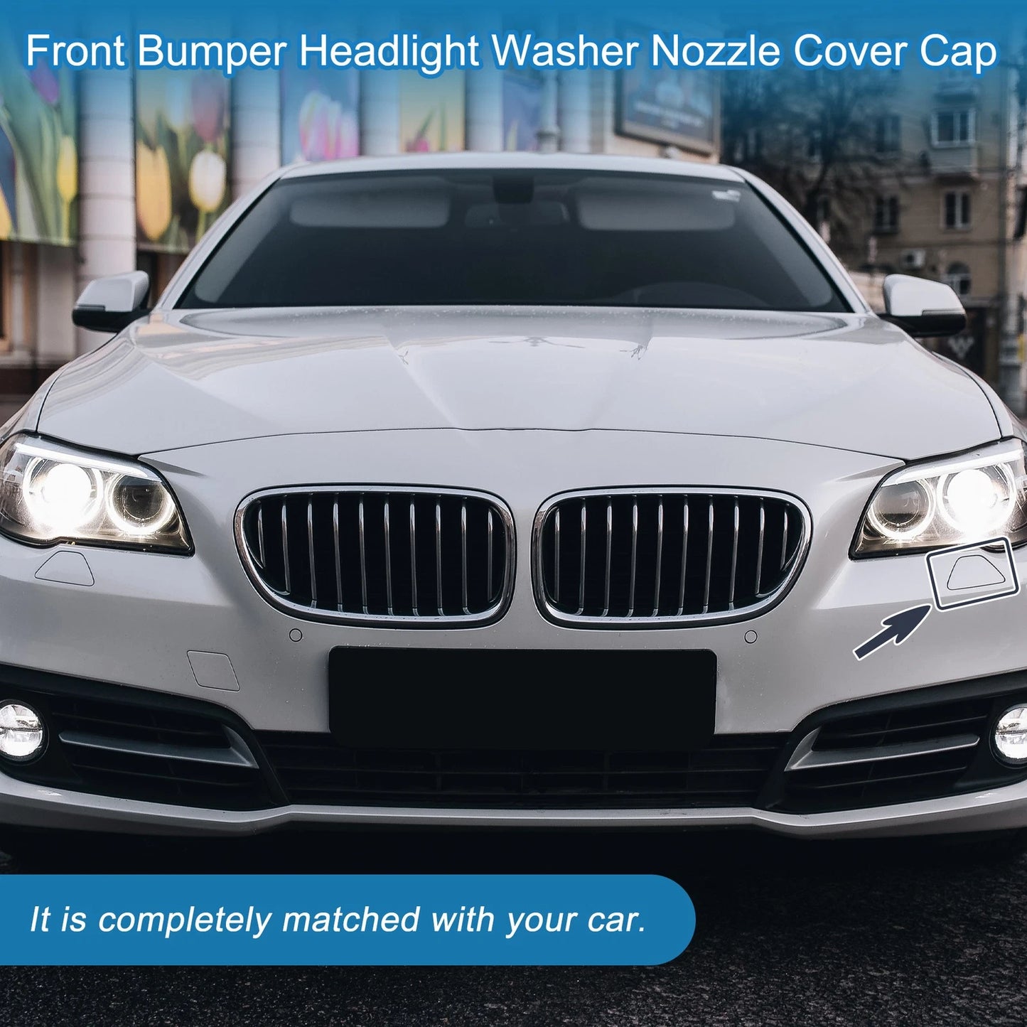 Front Left Headlight Washer Nozzle Cap for BMW M5 (2013–2016) Unpainted Black