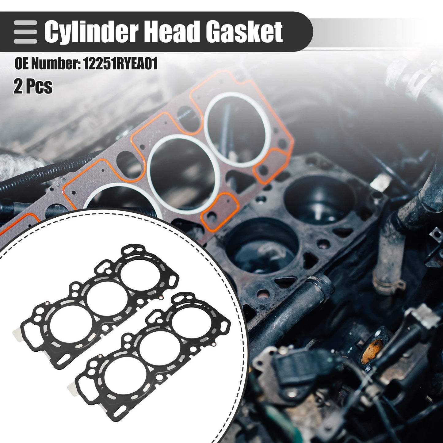 2 Pcs Cylinder Head Gasket for Acura MDX 3.7L (2007–2009) No. 12251RYEA01