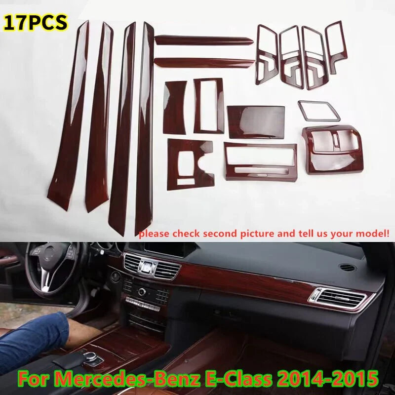 17X Wood Grain Interior Cover Trim Decor for Mercedes-Benz E-Class (2014–2015)