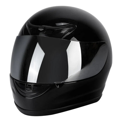 Full Face Motorcycle Helmet Glossy Silver for Street Bike Adult S-XXL