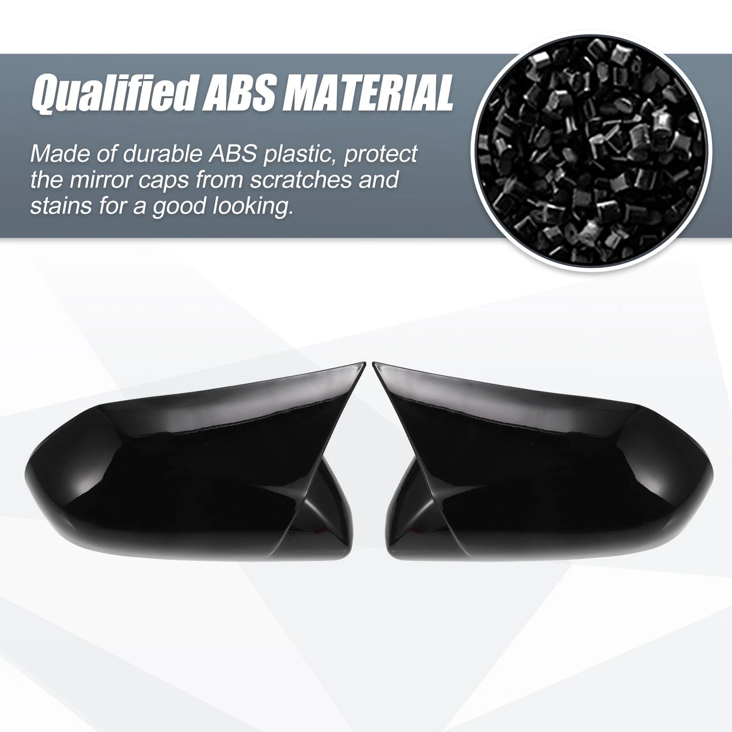 2X Rearview Mirror Cover Overlay Gloss Black for Toyota Camry (2018–2020)
