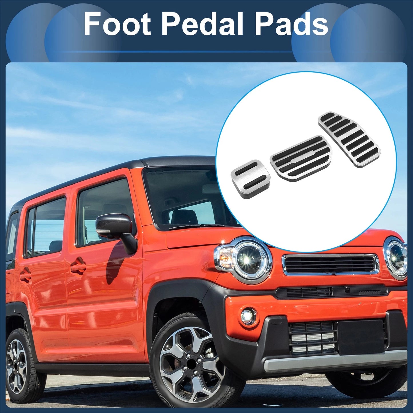3Pcs Accelerator Pedal Covers for Suzuki Hustler (2014–2023) - Silver Tone