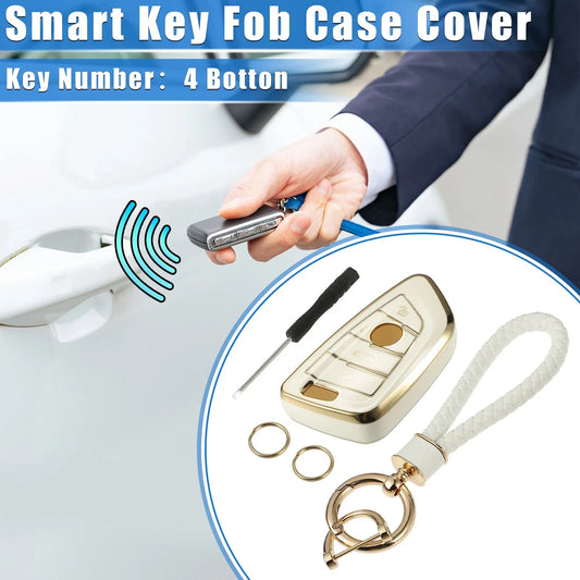1 Set 4 Button Remote Keyless Key Fob Cover for BMW X1 X3 X5 X6 X7 White