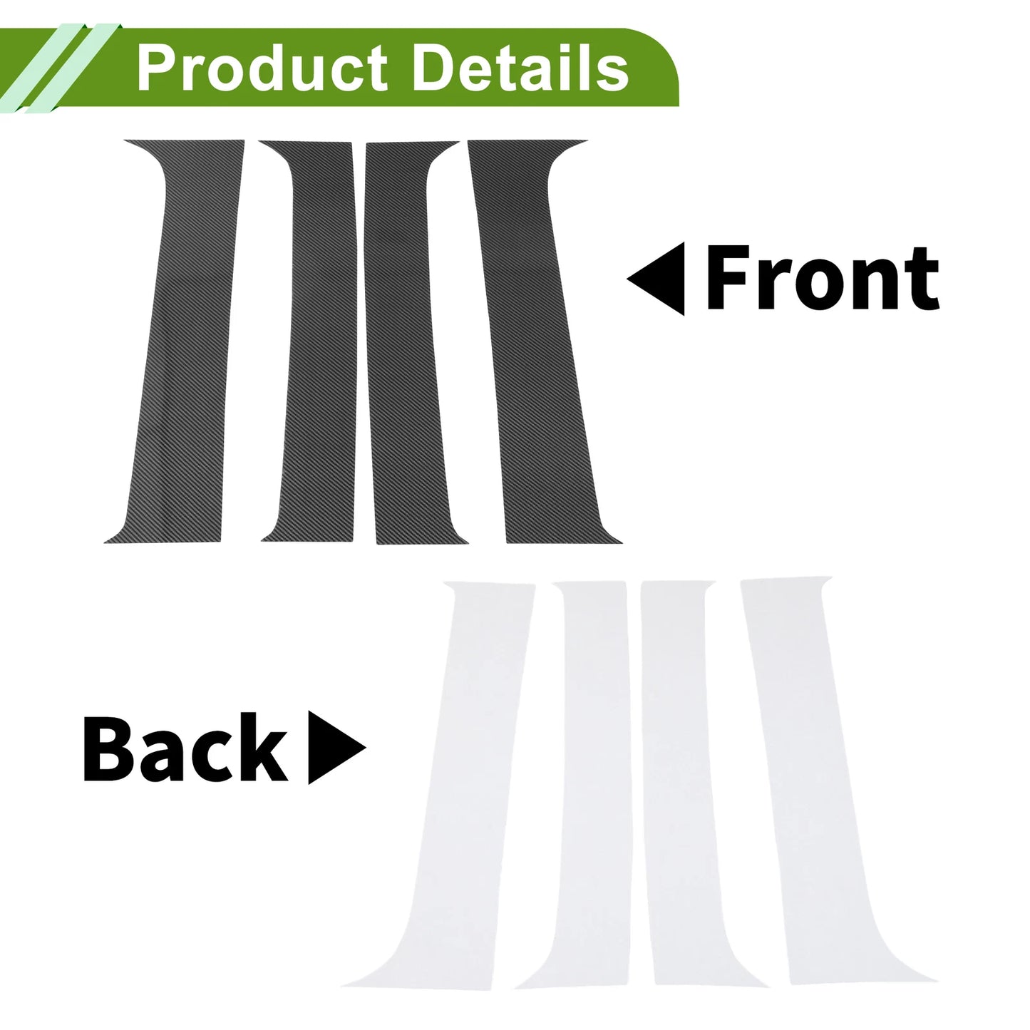 Set of 4 Door Pillar Window Trim for Chevy Silverado (Carbon Fiber)