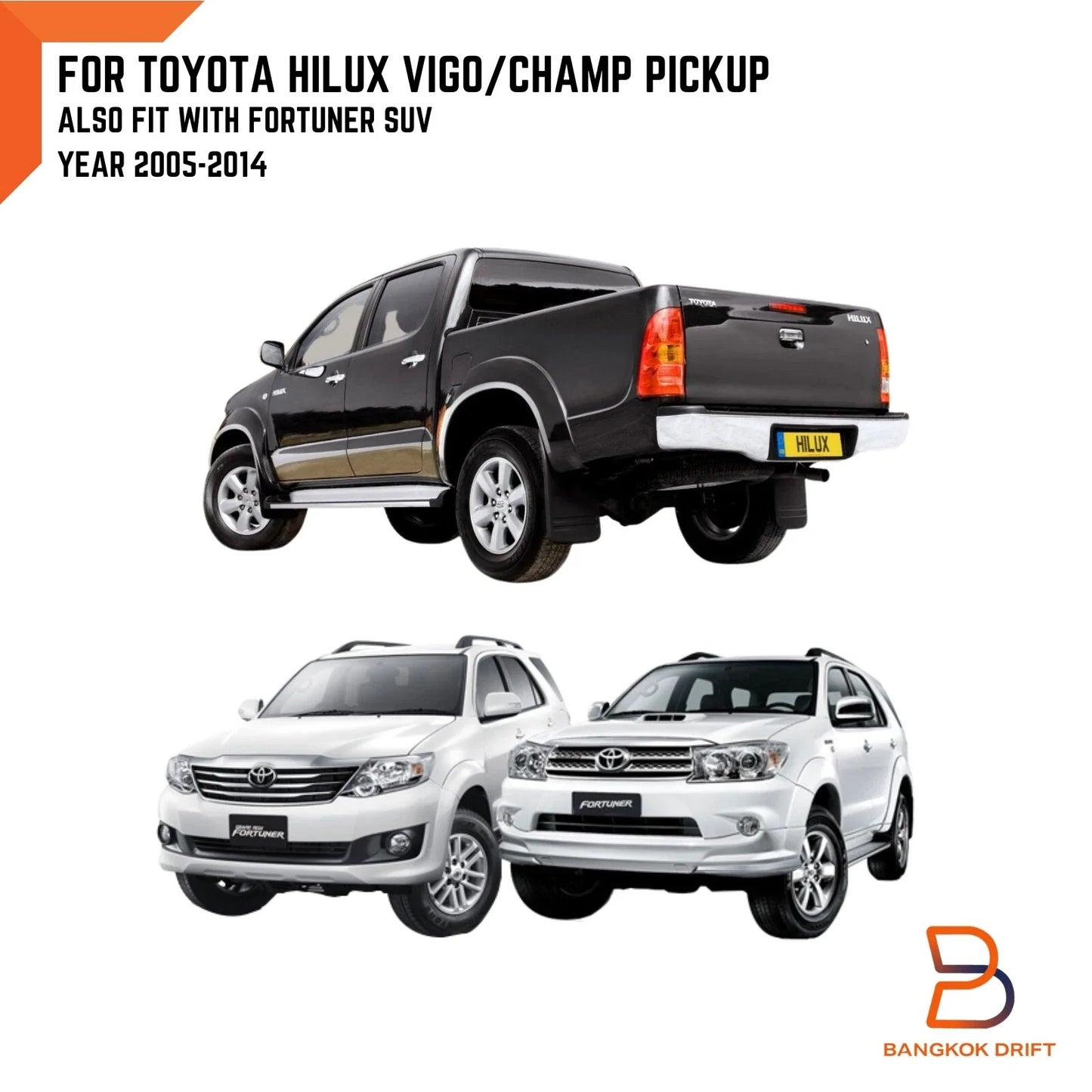 Black Rubber Rear Mud Flap Splash Guard for Toyota Hilux MK6 MK7 SR5 (05-14)