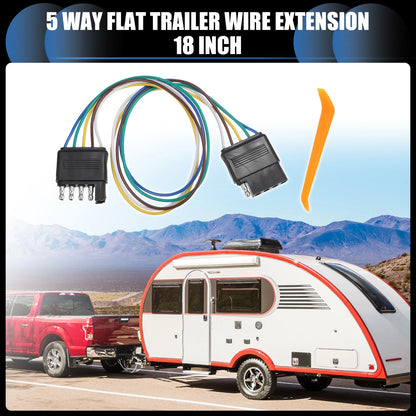 Set of 2 5-Pin Flat Wiring Harness for Car Vehicle-Side Trailer-Side