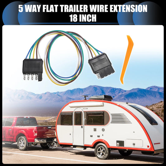 Set of 2 5-Pin Flat Wiring Harness for Car Vehicle-Side Trailer-Side