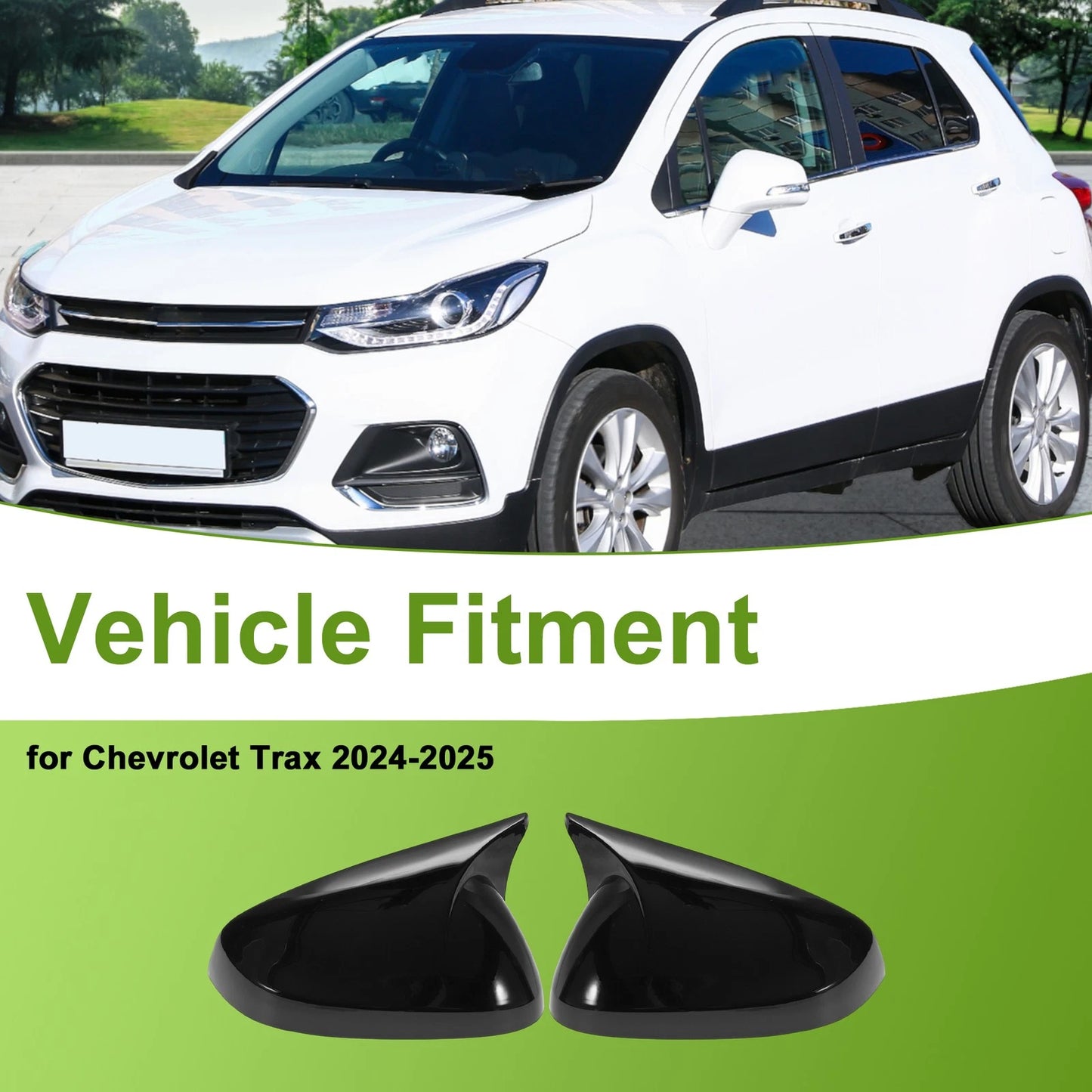 1 Pair Mirror Cover Cap Replacement Gloss Black for Chevrolet Trax (2024–2025)