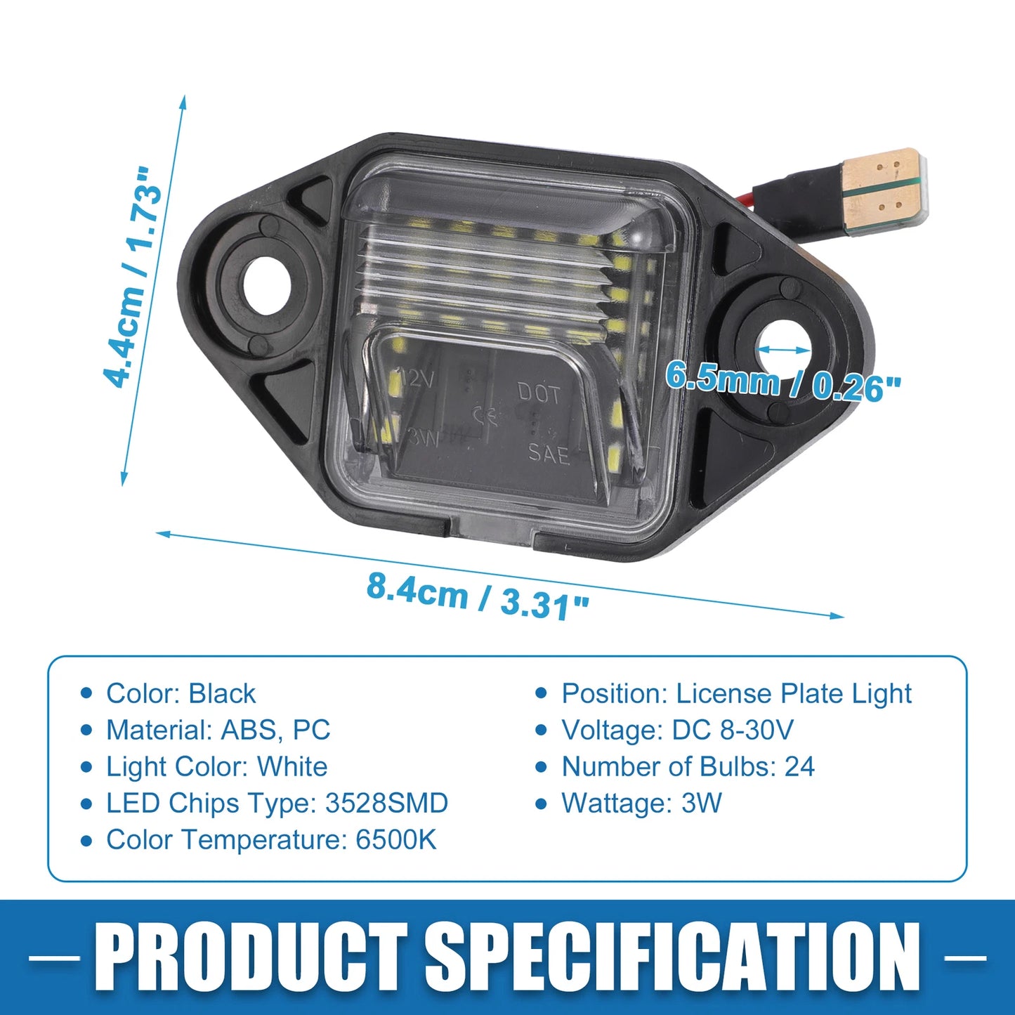 6500K White LED License Plate Light F6UZ-13550-AA for Ford E-150 E-250 (2003–2014)