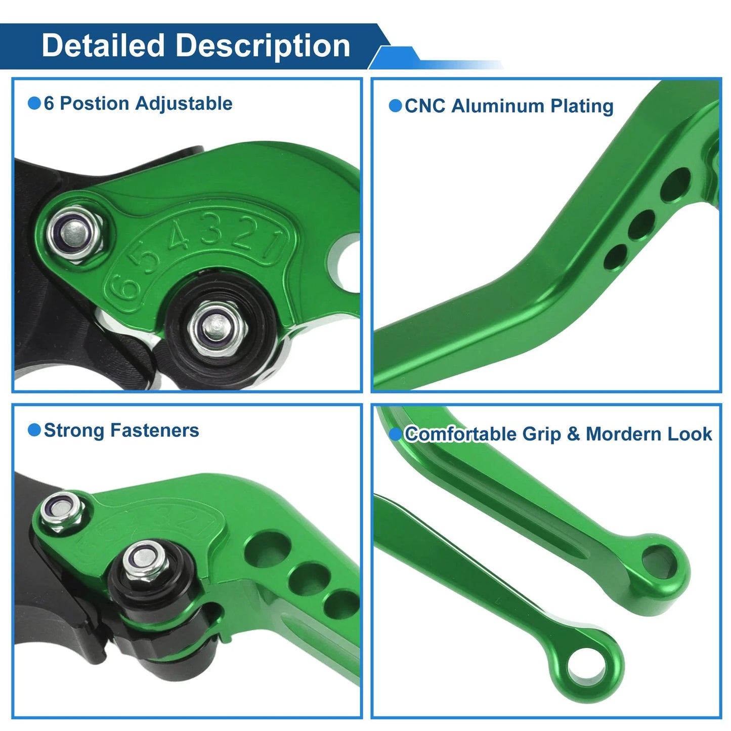 Adjustable Short Brake Clutch Levers for BMW R Nine T (2014–2016) Green 1 Pair